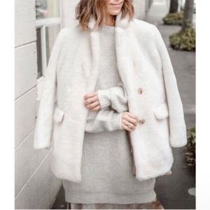 J. Crew Yuna Teddy Faux Fur Jacket in Cream medium